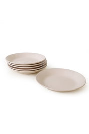 Hermia Juego de 6 Platos de Gres Cerámico Crema 21 cm